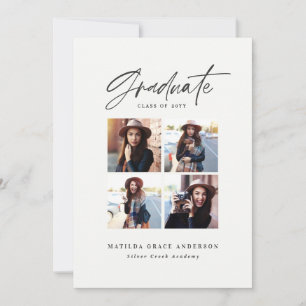 Geometric multi photo terracotta graduation announcement