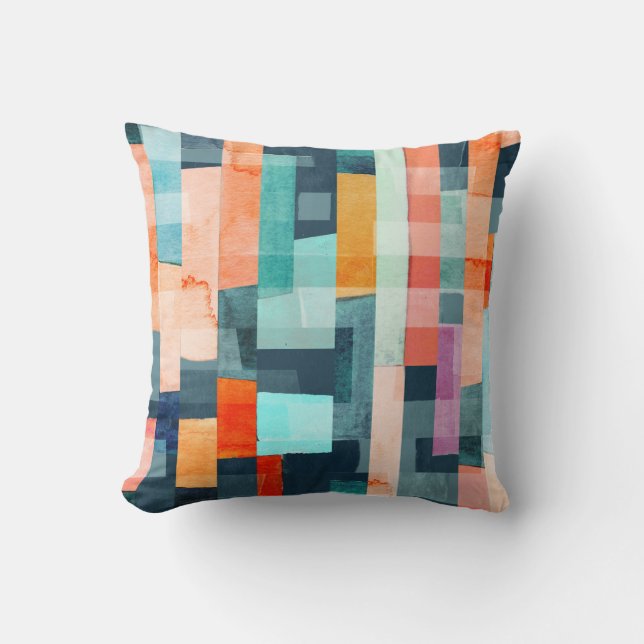 Geometric multicolor stripes, trendy pattern. cushion (Front)