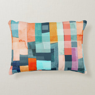 Geometric multicolor stripes, trendy pattern. decorative cushion