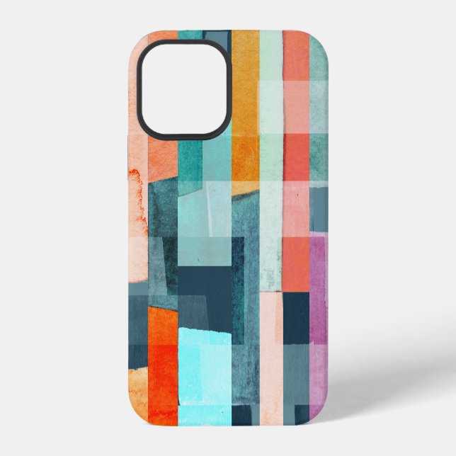 Geometric multicolor stripes, trendy pattern. iPhone case (Back)