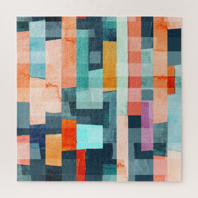 Geometric multicolor stripes, trendy pattern. jigsaw puzzle (Vertical)