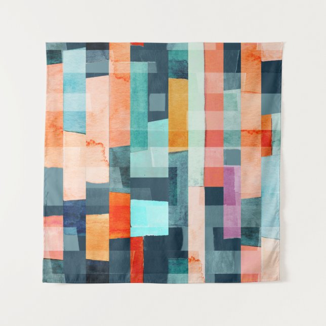 Geometric multicolor stripes, trendy pattern. tapestry (Front)