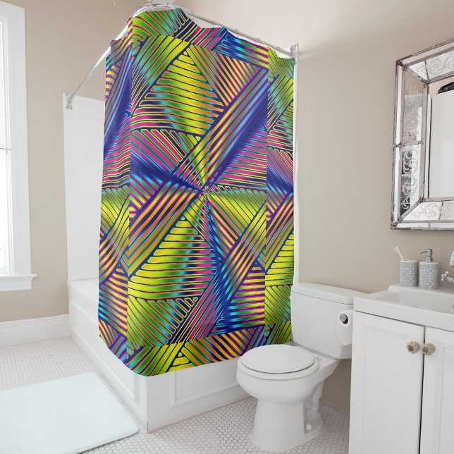 Geometric Multicolored Gradient Lines Modern  Shower Curtain (Creator Uploaded)