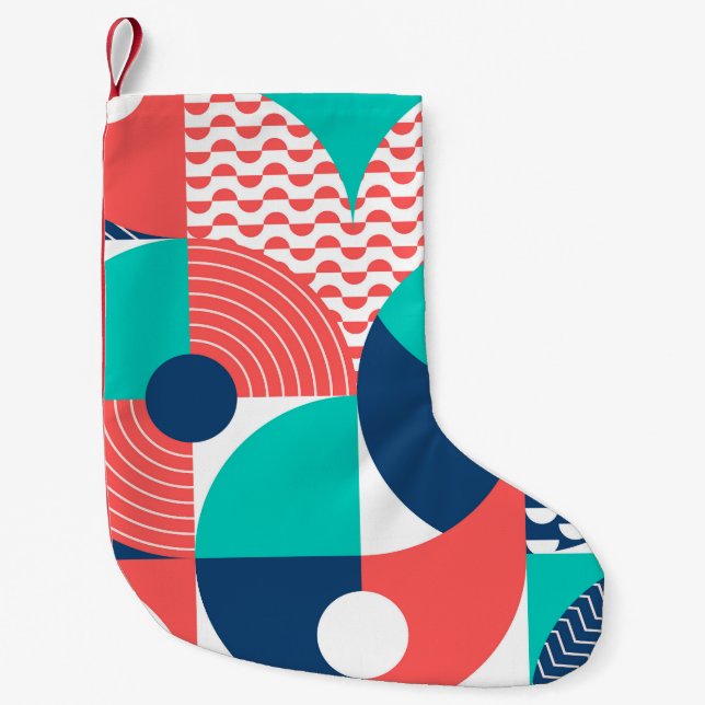 Geometric Mural Background Modern Vintage Small Christmas Stocking (Front)