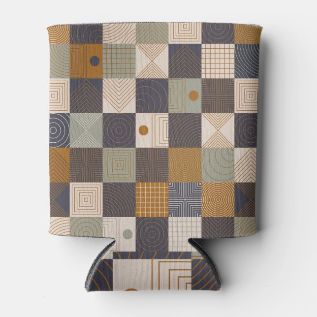 Geometric Mural: Modern Vintage Background Can Cooler (Front)