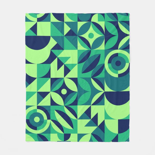 Geometric mural: modern vintage design. fleece blanket (Front)