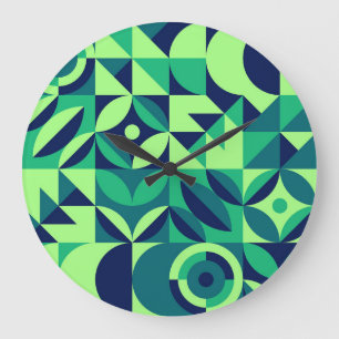 Geometric mural: modern vintage design. large clock