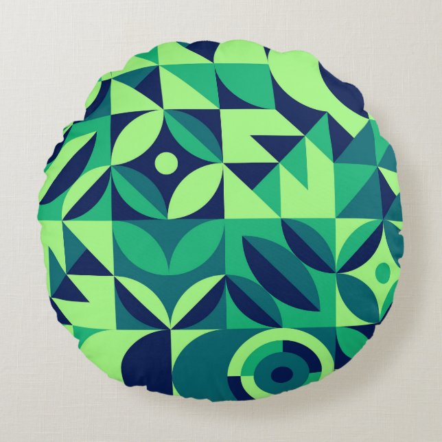Geometric mural: modern vintage design. round cushion (Front)