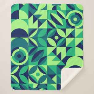 Geometric mural: modern vintage design. sherpa blanket