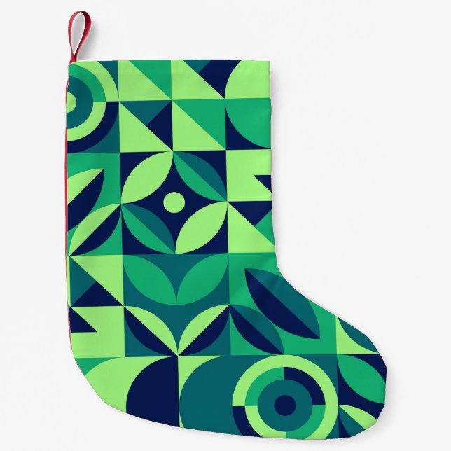Geometric mural: modern vintage design. small christmas stocking (Front)
