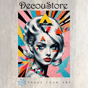 Geometric Muse – Modern Pop Art Woman Decoupage Tissue Paper