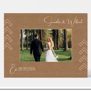 Geometric Names Dates Engraved Wood Frame