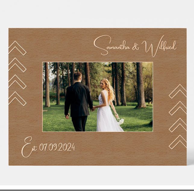 Geometric Names Dates Engraved Wood Frame (Creator Uploaded)