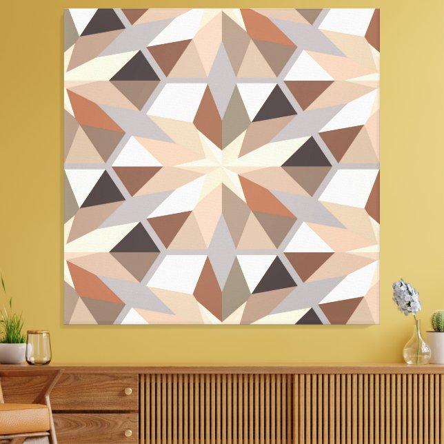 Geometric Natural Colours Pattern Canvas Print (Insitu(LivingRoom))
