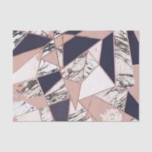 Geometric Navy Blue Peach Marble and Rose Gold Tissue Paper