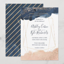 Geometric Navy, Gold, Blush Watercolor