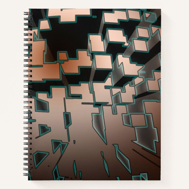 Geometric Neon Futuristic Extrusion Pattern Notebook (Front)