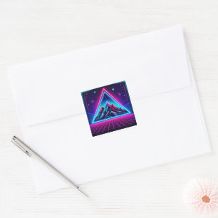 Geometric Neon Mountain – Triangle in a Square Des Square Sticker