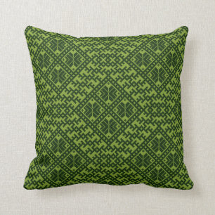 Geometric nordic pattern in green cushion