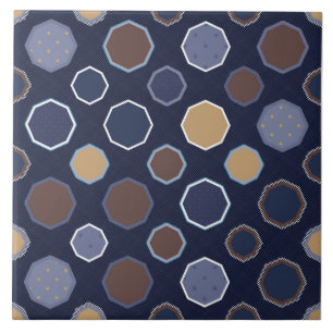 Geometric, octagon, diagonal lines, polka dots tile