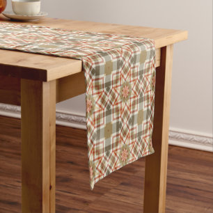 Geometric Octagonal Pattern with Warm Colours Short Table Runner