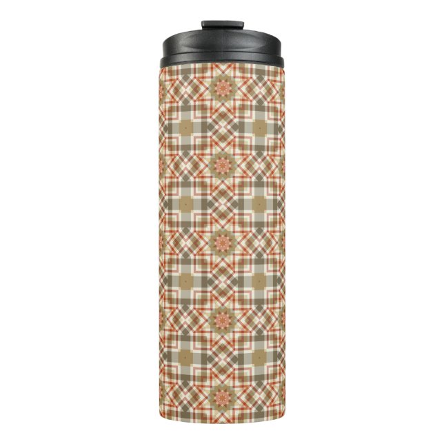 Geometric Octagonal Pattern with Warm Colours Thermal Tumbler (Front)