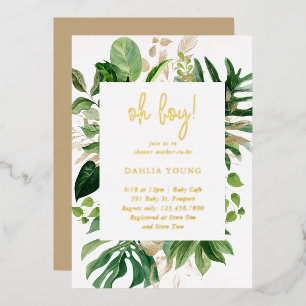 Geometric Oh Boy Tropical Baby Shower Gold