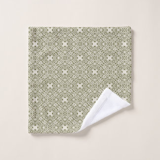 Geometric Olive Floral Lattice Bath Towel Set