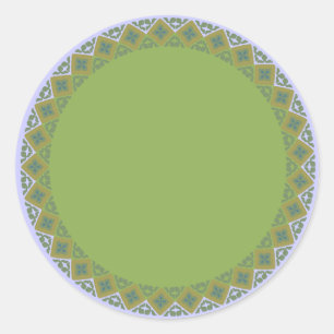 Geometric Olive Green Border Blank Template Label