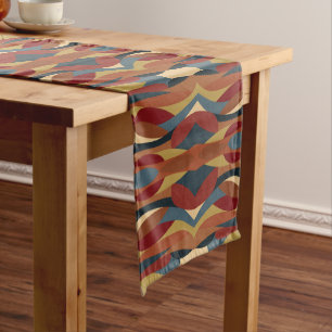 Geometric Opaque Stained Glass Style Abstract  Short Table Runner