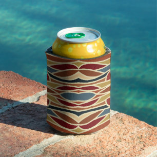 Geometric Opaque Stained Glass Style Design Can Cooler