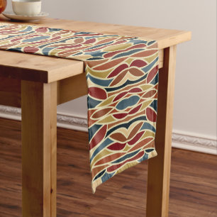 Geometric Opaque Stained Glass Style Design  Short Table Runner