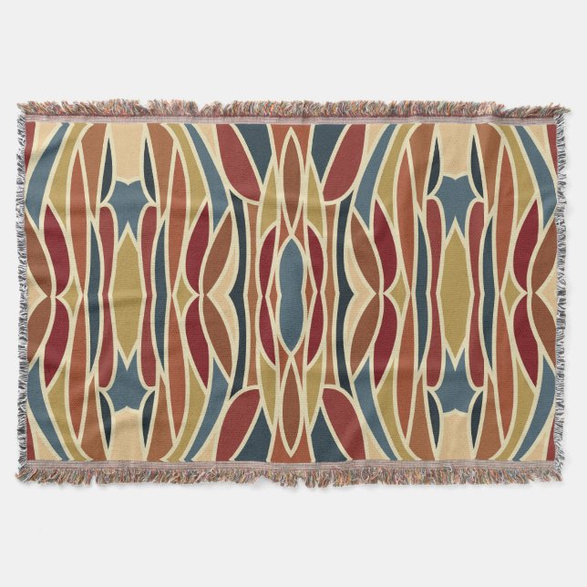Geometric Opaque Stained Glass Style Design  Throw Blanket (Front)