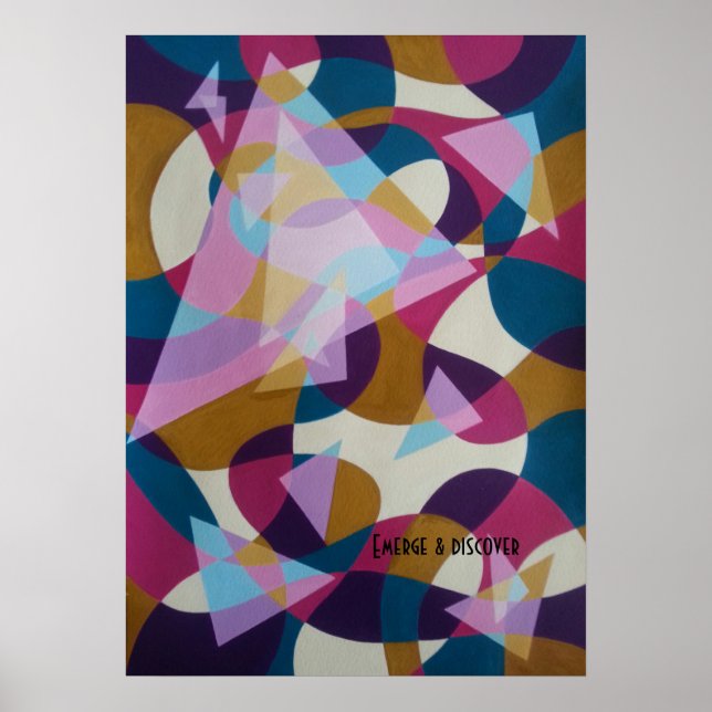 Geometric Optical Illusion Triangles Graphic Art Poster (Front)