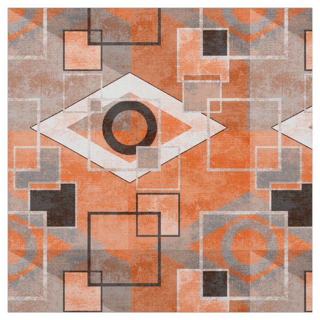 Geometric orange grey grunge stylish abstract fabric (Swatch)