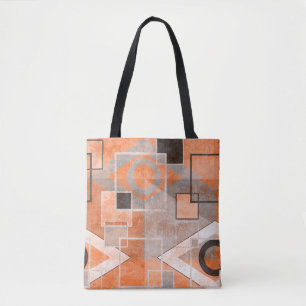 Geometric orange grey grunge stylish tote bag