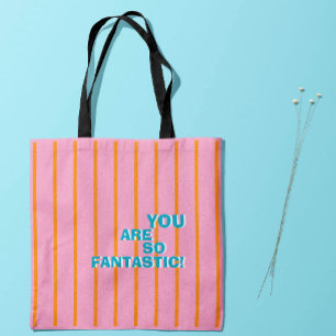 Geometric, Orange-Pink, Appreciative Message Tote Bag