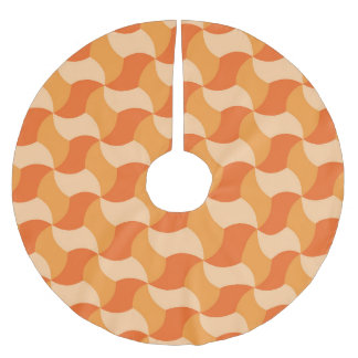 Geometric Orange Shades: Abstract Tile Brushed Polyester Tree Skirt