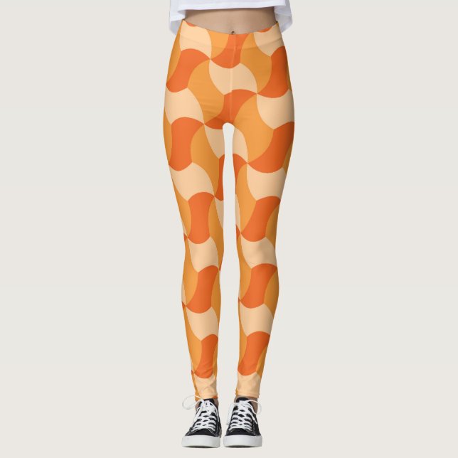 Geometric Orange Shades: Abstract Tile Leggings (Front)