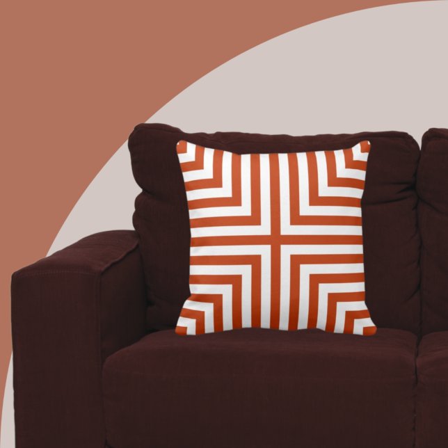 Geometric Orange & White Angular Pattern Cushion (Creator Uploaded)