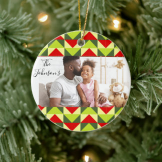 Geometric Ornament Custom Name Year and Photo