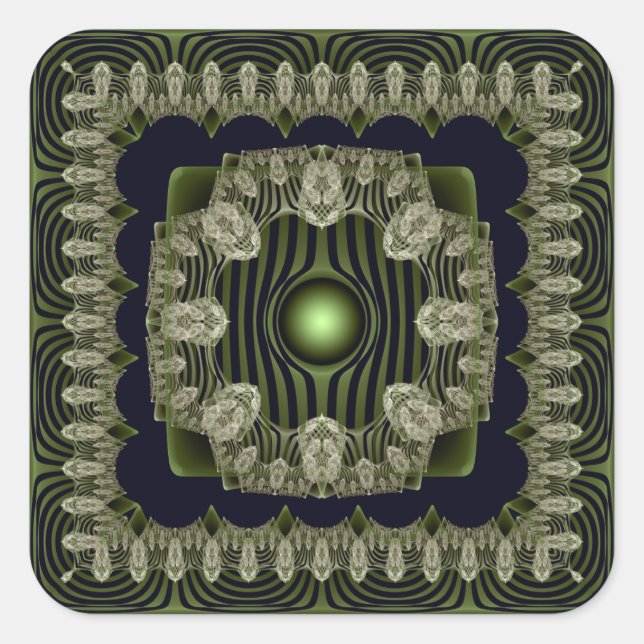 Geometric ornate pattern square sticker (Front)