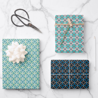 Geometric Overlapping Circle Pattern Wrapping Paper Sheet