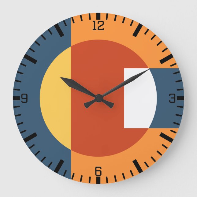 Geometric overlapping shapes - Retro style Large Clock (Front)
