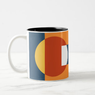 Geometric overlapping shapes - Retro style Two-Tone Coffee Mug