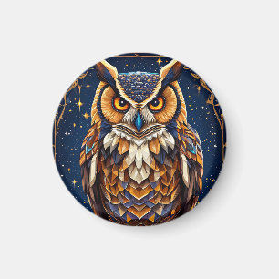 Geometric owl Artistic Bird Design Magnet