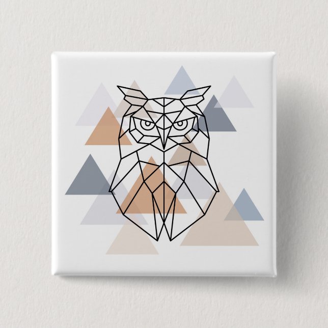 Geometric Owl Design 15 Cm Square Badge (Front)