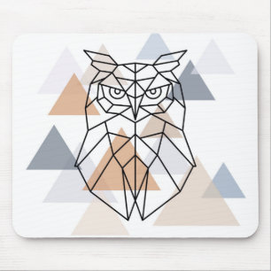 Geometric Owl Design Mouse Mat