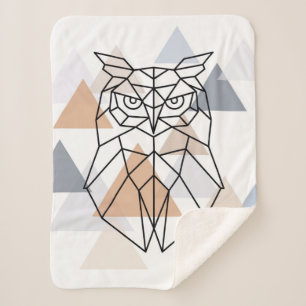 Geometric Owl Design Sherpa Blanket