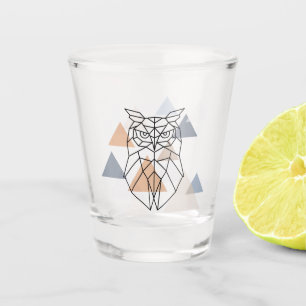 Geometric Owl Design Shot Glass